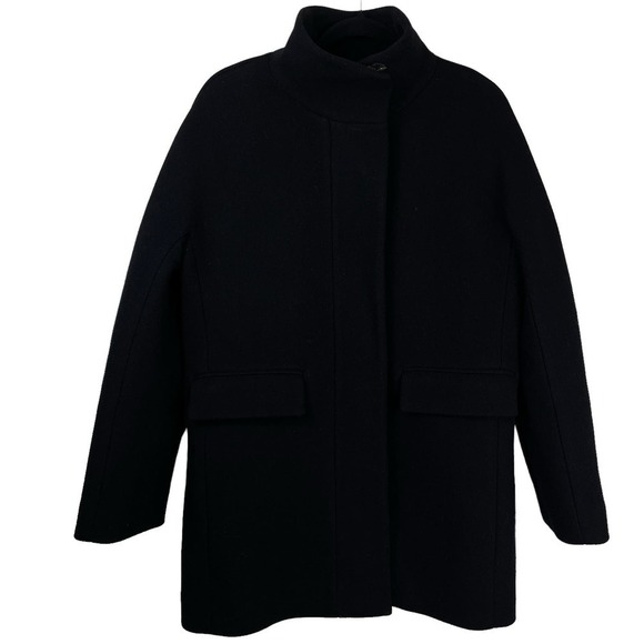 J. Crew Stadium Cloth by Nello Gori Wool Blend Cocoon Coat Black Size 6 - Picture 4 of 13